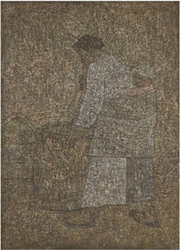 박수근, '절구질하는 여인'