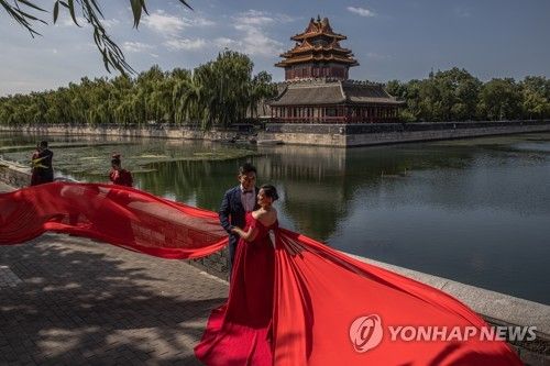중국 커플의 결혼식 촬영 현장