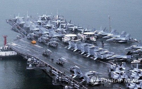 중국인 유학생들이 드론 촬영한 미국 항공모함 시어도어 루스벨트 호