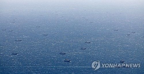 풍랑에 대피한 중국어선들