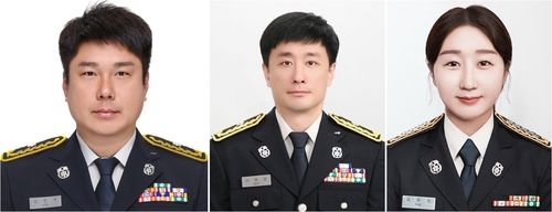 왼쪽부터 김정우·서원경·김유희 소방관
