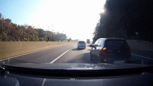 지난 4월 브리핑 당시 경찰이 공개한 경부고속도로 차선변경 사고 블랙박스 영상.