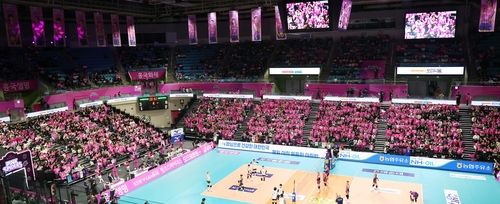 흥국생명의 안방인 인천 삼산월드체육관의 관중들