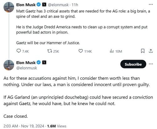 일론 머스크가 엑스에 올린 글