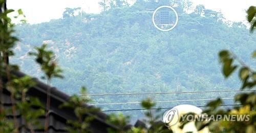 강화도 송해면 바로 앞에 설치된 북한 대남 확성기