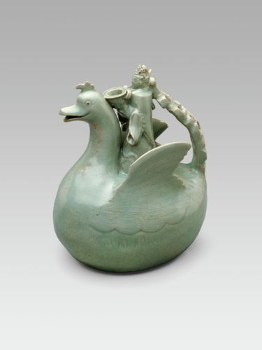 청자 새를 탄 사람모양 주자