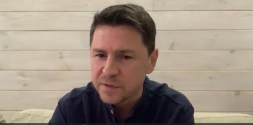 인터뷰하는 미하일로 포돌랴크 우크라이나 대통령 고문