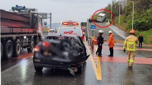 브레이크 고장 난 화물차