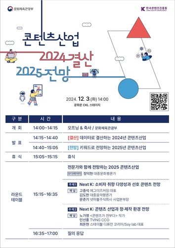 '콘텐츠산업 2024 결산 2025 전망 세미나' 포스터