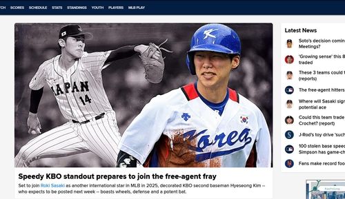 MLB닷컴 메인 페이지 장식한 김혜성