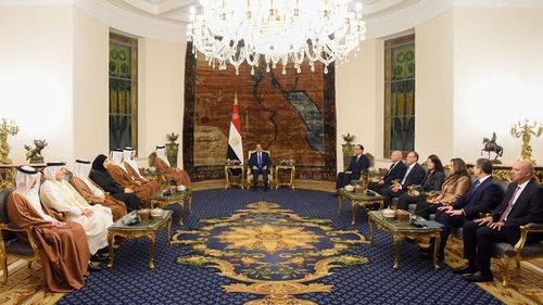 무함마드 빈 압둘라흐만 알사니 카타르 총리 접견하는 엘시시 이집트 대통령