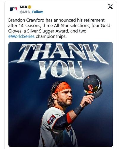 브랜던 크로퍼드의 은퇴를 전한 메이저리그 SNS