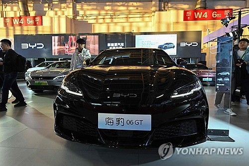 중국 전시회에 놓인 비야디 차량