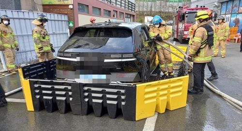 대구 상가 주차장 전기차 화재 진화