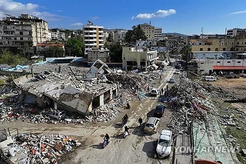 건물 다수가 무너진 레바논 남부 나바티에의 전경
