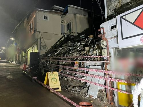 붕괴 건물에 대한 철거 작업이 마무리된 모습