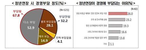 정년 연장 시 경영 부담 정도·정년 연장이 경영에 부담되는 이유 