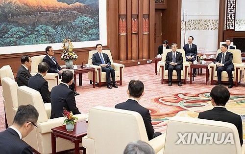 일본 경제동우회, 한정 중국 부주석 접견