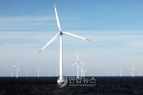 유럽의 해상 풍력발전단지 전경
