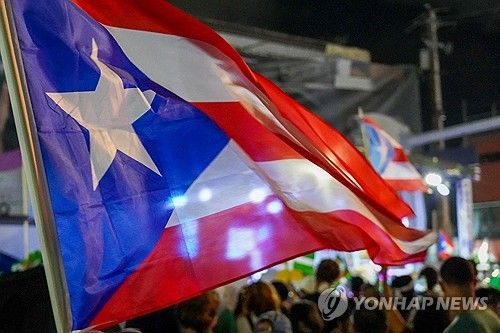 깃발 흔드는 푸에르토리코 주민