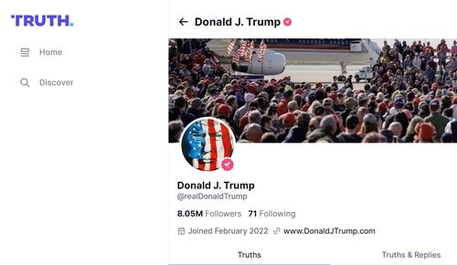 트루스소셜 트럼프 계정