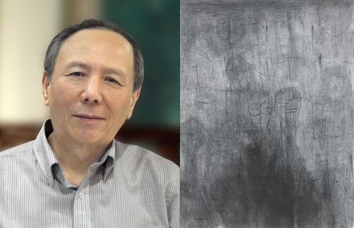 오른쪽은 1976년작 허상(장지에 먹 분채)