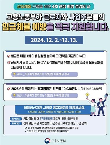 임금체불 예방 및 근절을 위한 현장 예방점검의 날 개요 [노동부 제공. 재판매 및 DB 금지]
