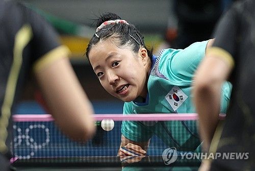 신유빈의 파리올림픽 때 경기 장면