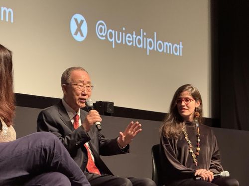 다큐 '조용한 외교관' 상영회에서 발언하는 반기문 전 유엔총장