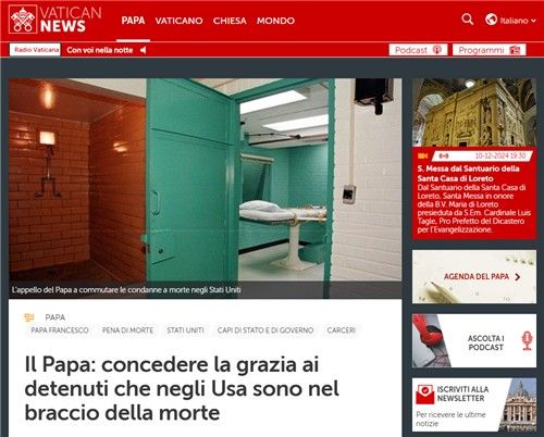 프란치스코 교황의 기도 내용을 전한 바티칸 공식매체