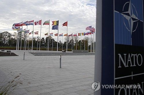 나토 본부 앞 회원국 국기
