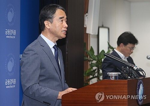 추가 검사 결과 발표하는 함용일 금감원 부위원장