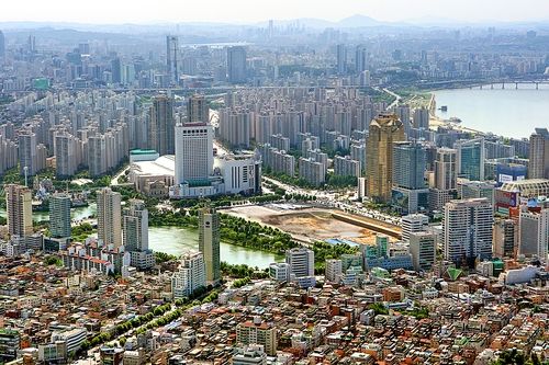 잠실주공아파트 재건축 후 모습. 롯데타워 착공 전이다. 2008년 [연합뉴스 자료사진]