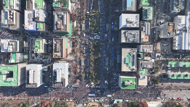 윤석열 대통령 탄핵 촉구 집회 드론 촬영 