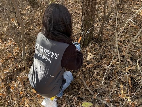 불법 엽구 수거 중인 낙동강유역환경청 관계자