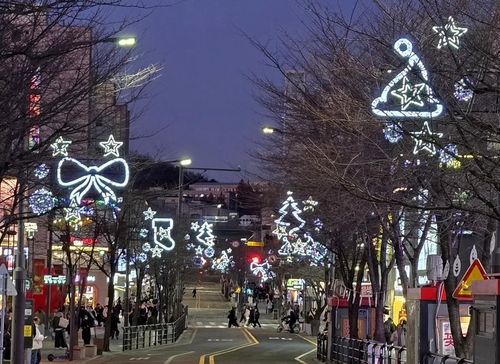 지난 16일 신촌연세로를 밝힌 LED 장식물