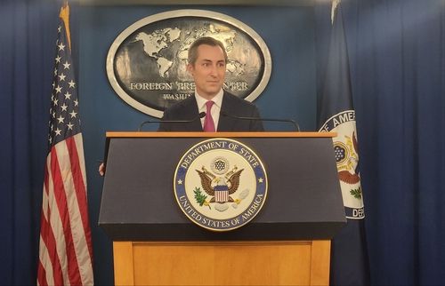 브리핑하는 밀러 미국 국무부 대변인