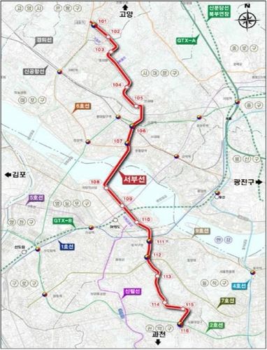 서울 서부선 노선도