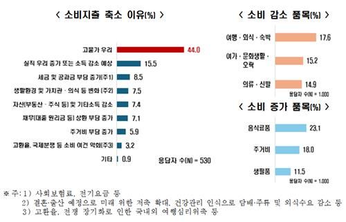 소비지출 축소 이유·품목