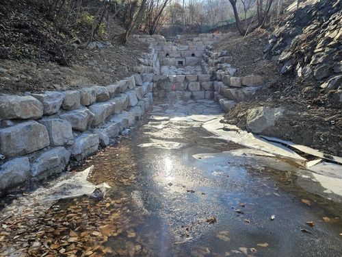 수해피해 우려 지역에 조성된 수해방지 사방댐