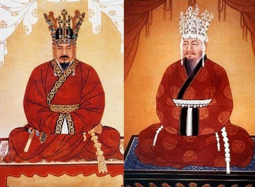 경주 통일전에 있는 태종 무열왕과 김유신 장군 영정