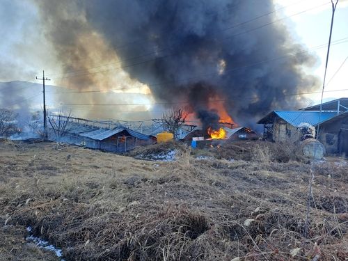 화재가 난 축사
