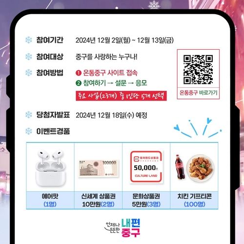 서울 중구 '올해를 빛낸 정책 톱10' 온라인 투표 