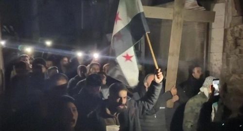 시리아 수도 다마스쿠스에서 시위에 나선 기독교인들