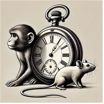 포유류 뇌에서의 시간 처리 패턴 일러스트레이션 