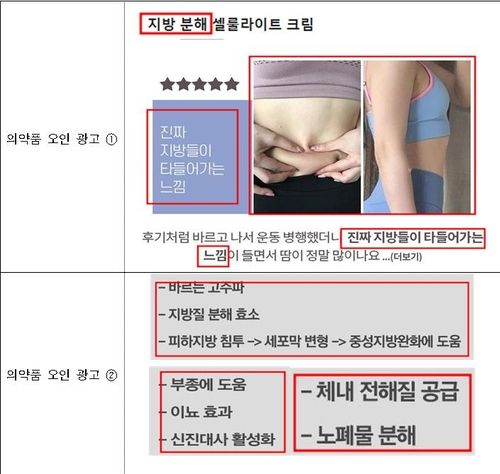 다이어트 관련 화장품의 표시·광고 위반 유형 및 광고 문구