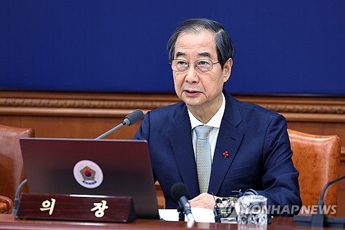 국무회의에서 발언하는 한덕수 권한대행