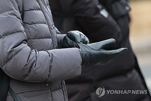 장갑 착용하는 시민