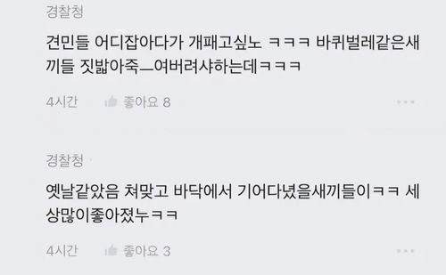 경찰청 블라인드 글 캡처