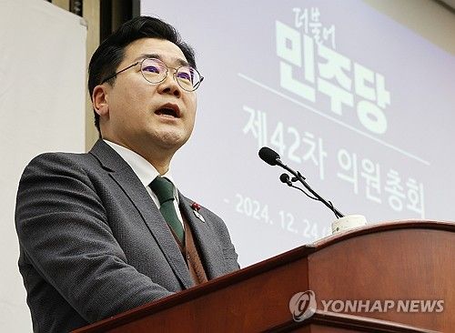 의원총회에서 발언하는 박찬대 원내대표